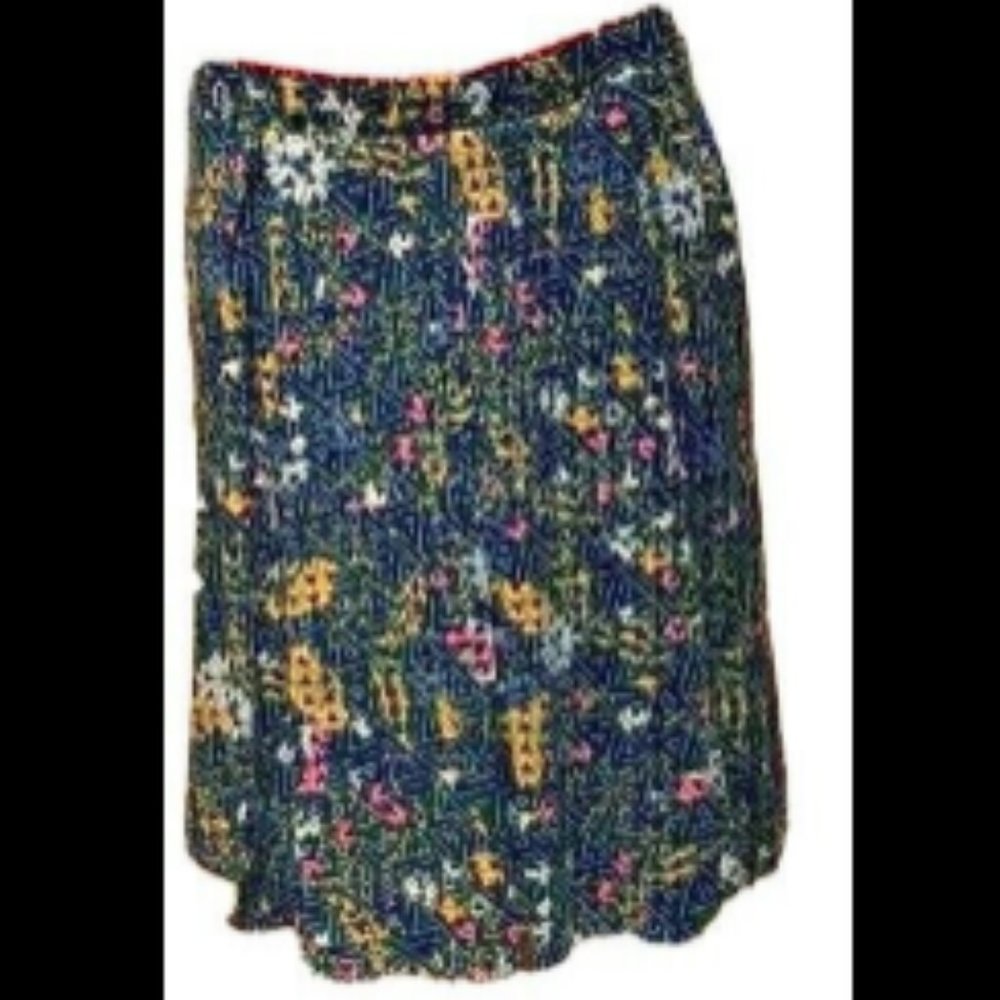 LuLaRoe Madison Skirt M Floral Aztec Teal Pockets New with Tags